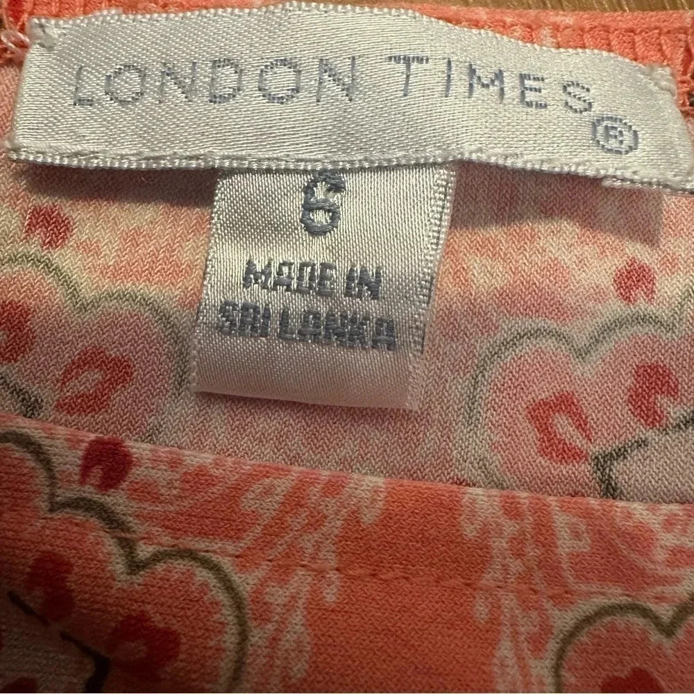 London Times 3/4 Length Sleeve Paisley Dress Size 6 - Picture 4 of 4